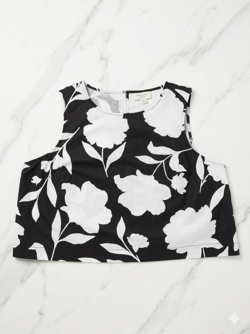 Kate Spade x Target Classic Rose Floral Crop Tank Top Black White XL Shell EUC